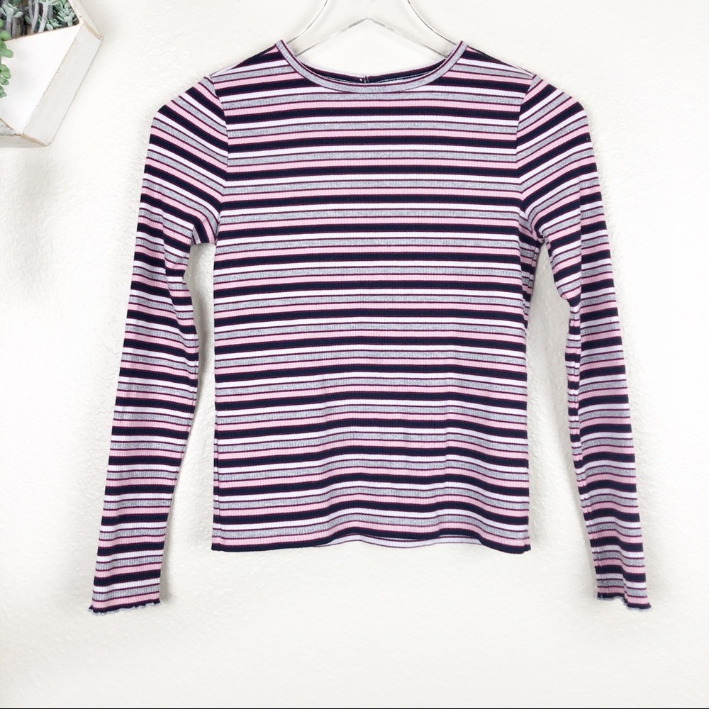 Janie and jack pink sparkle long sleeve rib shirt